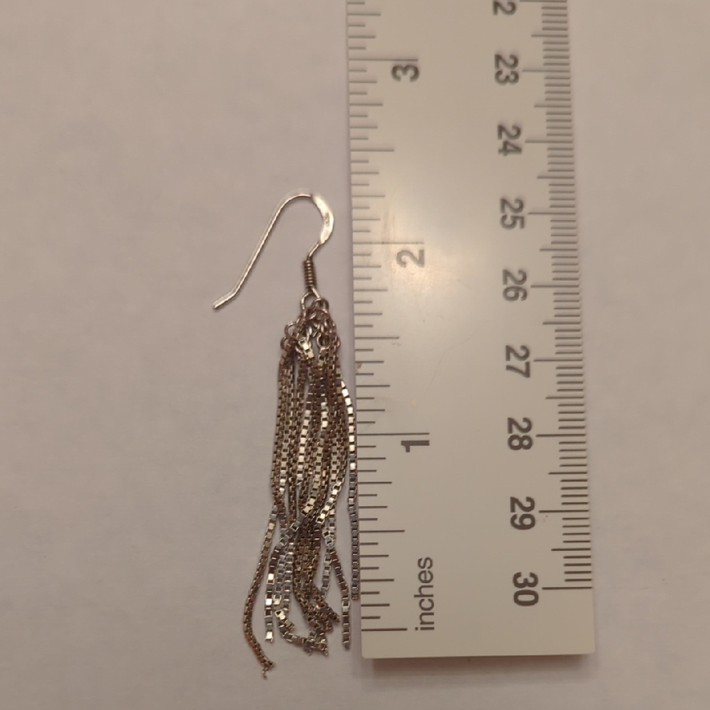 Sterling Silver Fringe Dangle Earrings - Picture 3 of 4